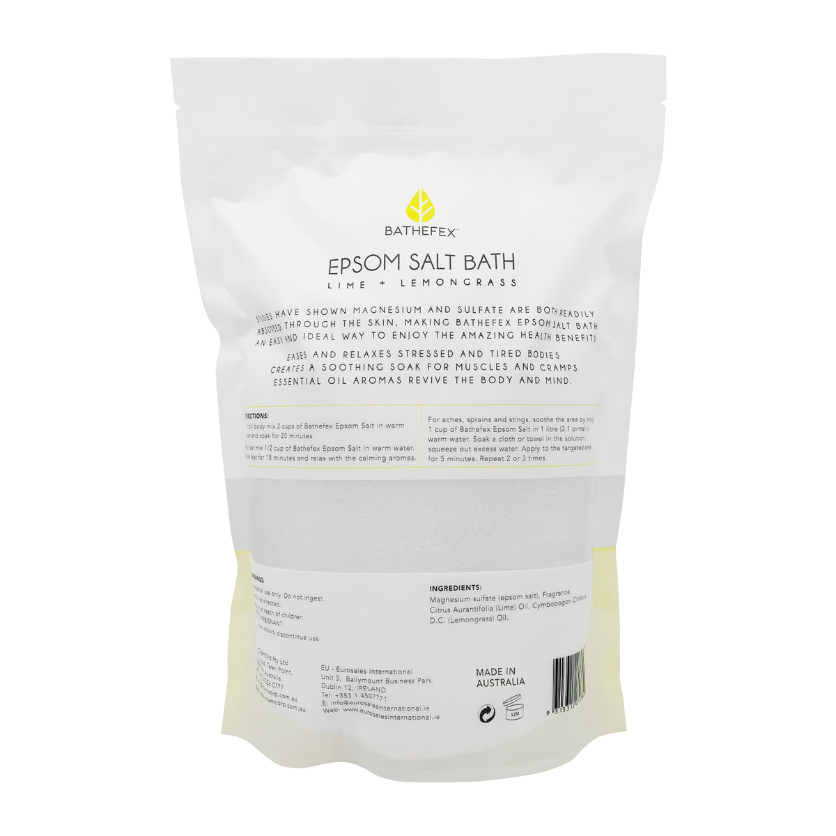 BATHEFEX BODY EPSOM SALT- LIME AND LEMONGRASS 1.4KG