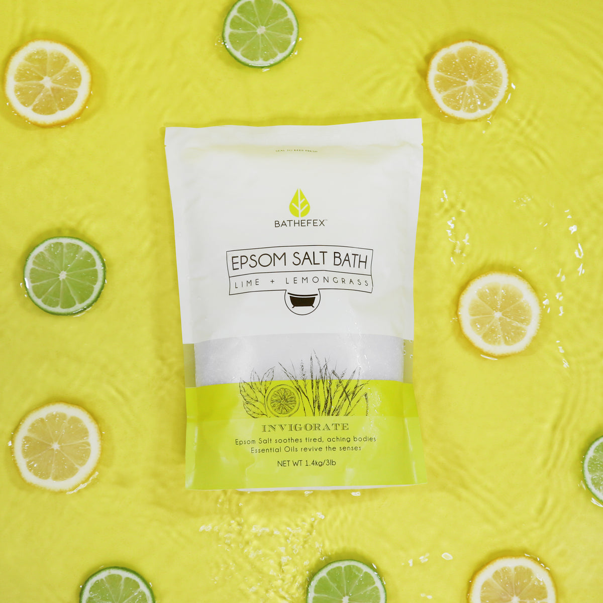 BATHEFEX BODY EPSOM SALT- LIME AND LEMONGRASS 1.4KG