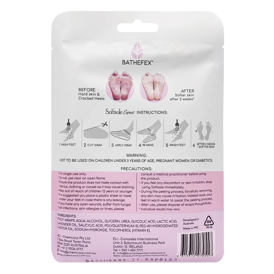 BATHEFEX SOFTSOLE EXPRESS EXFOLIATING FOOT PEEL